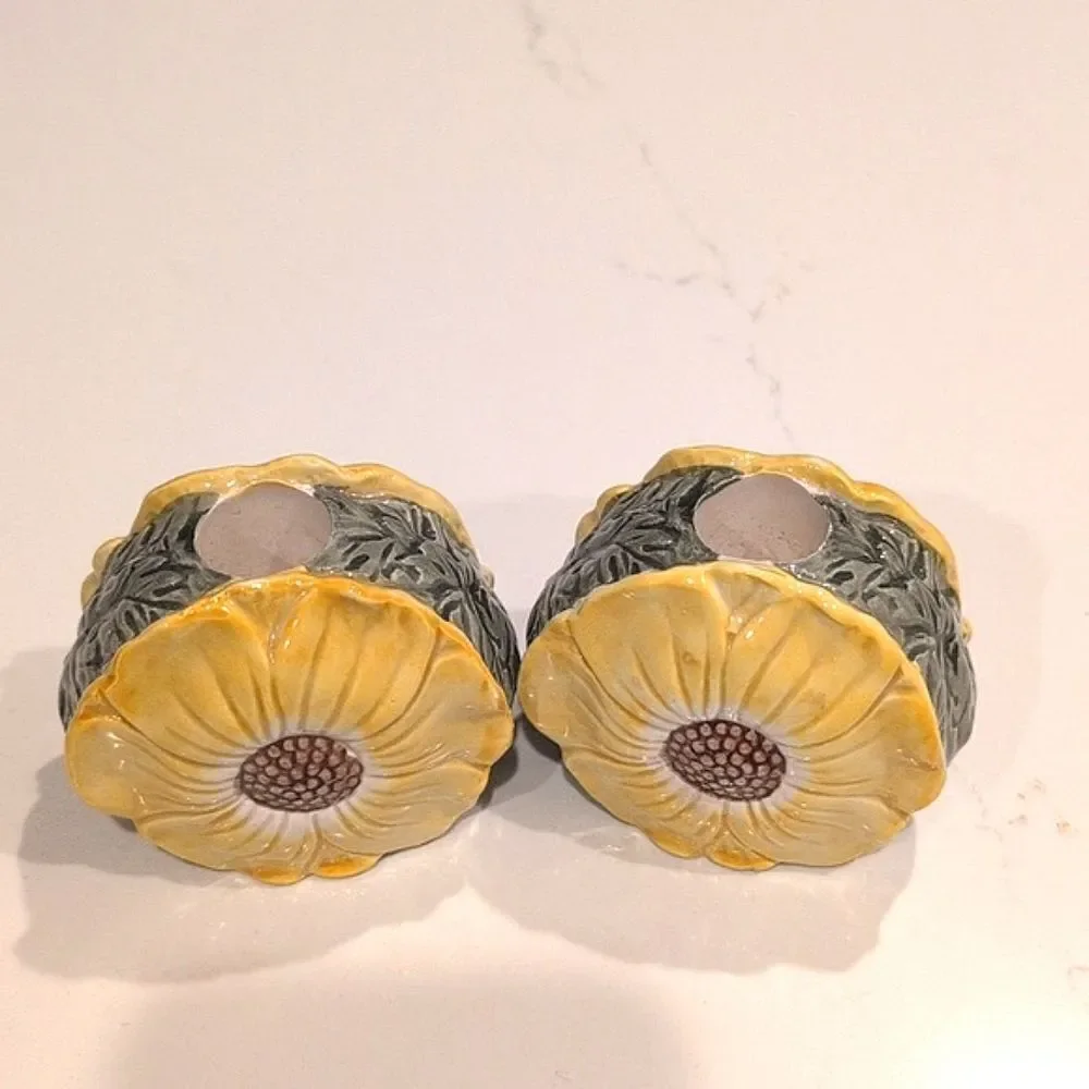 Vintage Figural Sunflower Candleholders, Set of 2 Made in Japan